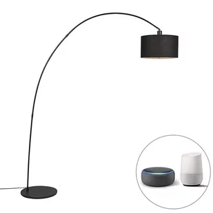 QAZQA Nowoczesna lampa łuk czarna z LED E27 A60 WiFi Smart - Vinossa - Lampy stojące - miniaturka - grafika 1