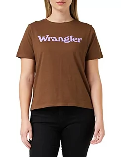 Koszulki i topy damskie - Wrangler Damska koszulka regularna, brązowy (Carafe Brown), XS - grafika 1