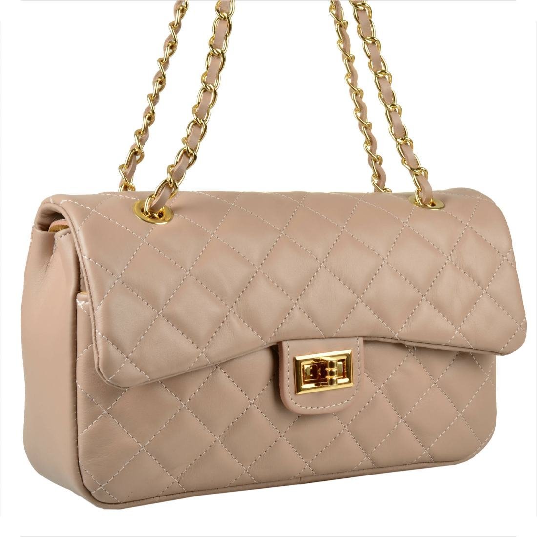 Śliczna skórzana torebka pikowana rozmiar L róż pudrowy