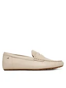 Mokasyny damskie - Tommy Hilfiger Mokasyny Flag Leather Driver Loafer FW0FW09350 Écru - miniaturka - grafika 1