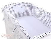 Ochraniacze do łóżeczka - Ochraniacz Uniwersalny Xxl- Serduszka Czarne Groszki Na Białym Tle - miniaturka - grafika 1