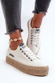 Trampki damskie - Koronkowe Trampki Damskie Z Plecionką Lee Cooper LCW-24-44-2425 Białe-41 - miniaturka - grafika 1