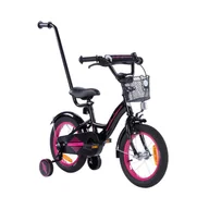 Rowery - Rower dziecięcy BMX PLATINUM 14 cali z prowadnikiem - CZARNO- RÓŻOWY - miniaturka - grafika 1
