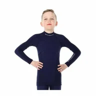 Bielizna sportowa damska - Bluza chłopięca Brubeck z Wełną Merino Active Wool Granatowy - miniaturka - grafika 1