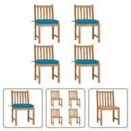 Fotele i krzesła ogrodowe - The Living Store krzesła ogrodowe 4 szt. z poduszką z litego drewna tekowego - miniaturka - grafika 1