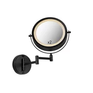 Lampy ścienne - QAZQA Designerskie lustro łazienkowe czarne regulowane LED IP44 3000K-6500K - Vicino - miniaturka - grafika 1