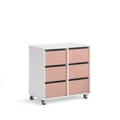 Meble do szkół i przedszkoli - Regał szkolny CASPER, 6 szuflad, biały, ciemnoróżowy - miniaturka - grafika 1