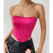 Gorsety - Gorset z satynowego materiału - Różowy XS - miniaturka - grafika 1