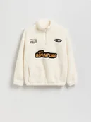 Bluzy dla chłopców - Reserved - Polarowa bluza ze stójką - złamana biel - miniaturka - grafika 1