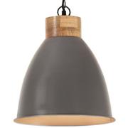 Lampy sufitowe - VidaXL Lumarko Industrialna lampa wisząca, szare żelazo i drewno, 35 cm, E27! 320887 VidaXL - miniaturka - grafika 1