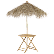 Stoły ogrodowe - Stolik ogrodowy bambusowy z parasolem MOLISE - miniaturka - grafika 1
