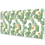Podkładki na biurko - Podkładka na biurko Kaktusy z kwiatami 90x45 cm - miniaturka - grafika 1