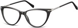 Sunoptic Okulary zerówki korekcyjne Kocie Oczy damskie AC1A czarno-srebrne - Okulary korekcyjne, oprawki, szkła - miniaturka - grafika 1