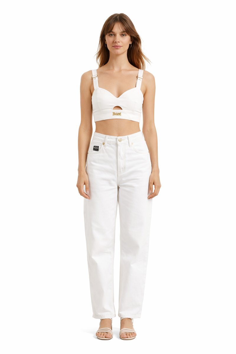 VERSACE JEANS COUTURE BIAŁY TOP NA RAMIĄCZKACH Z WYCIĘCIEM 38 1I1F