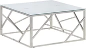 Ławy i stoliki kawowe - vidaXL Stolik kawowy srebrny stal nierdzewna i szkło hartowane - miniaturka - grafika 1