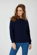 Swetry damskie - Wełniany sweter oversize : Kolor - Granatowy, Rozmiar - M/L - Bombshe - miniaturka - grafika 1