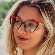 Okulary korekcyjne, oprawki, szkła - Okulary kocie do komputera damskie z filtrem BLUE Light zerówki 2581-1 - miniaturka - grafika 1