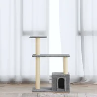 Drapaki dla kotów - vidaXL Drapak dla kota ze słupkami sizalowymi jasnoszary 70 cm 171434 - miniaturka - grafika 1