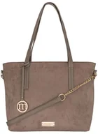 Torebki damskie - Torebka Damska Shopper Monnari Na Ramię Zamsz Beżowa Zawieszka Pojemna A4 - miniaturka - grafika 1