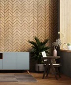 Panele ścienne i boazeria - 60x60x1,1 cm LD (Jodełka) panel frezowany MDF fornir dębowy - ozdobna dekoracja ścienna 3D - miniaturka - grafika 1