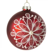 Bombki - Bombka szklana 140B 8 cm czerwono-biały 4 sztuki - miniaturka - grafika 1