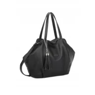 Torebki damskie - Pojemna Torebka Damska Shopper Worek LUIGISANTO Czarna Skóra Eko - miniaturka - grafika 1