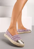 Espadryle damskie - Fioletowe Espadryle z Tweedowego Materiału z Plecionką na Podeszwie Hexiria - miniaturka - grafika 1