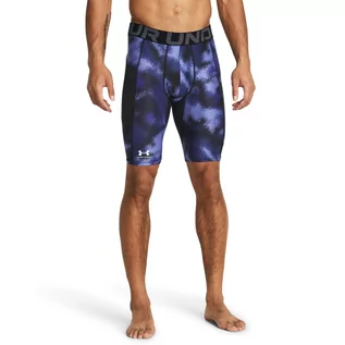 Spodnie sportowe męskie - Męskie legginsy krótkie treningowe Under Armour UA HG Armour Printed Lg Sts - niebieskie - UNDER ARMOUR - grafika 1