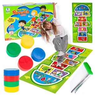 Gra w klasy do skakania duża mata do zabawy dla dzieci 200 x 90 cm + krążki - Maty edukacyjne Gra w klasy do skakania duża mata do zabawy dla dzieci 200 x 90 cm + krążki - Maty edukacyjne - miniaturka - grafika 1