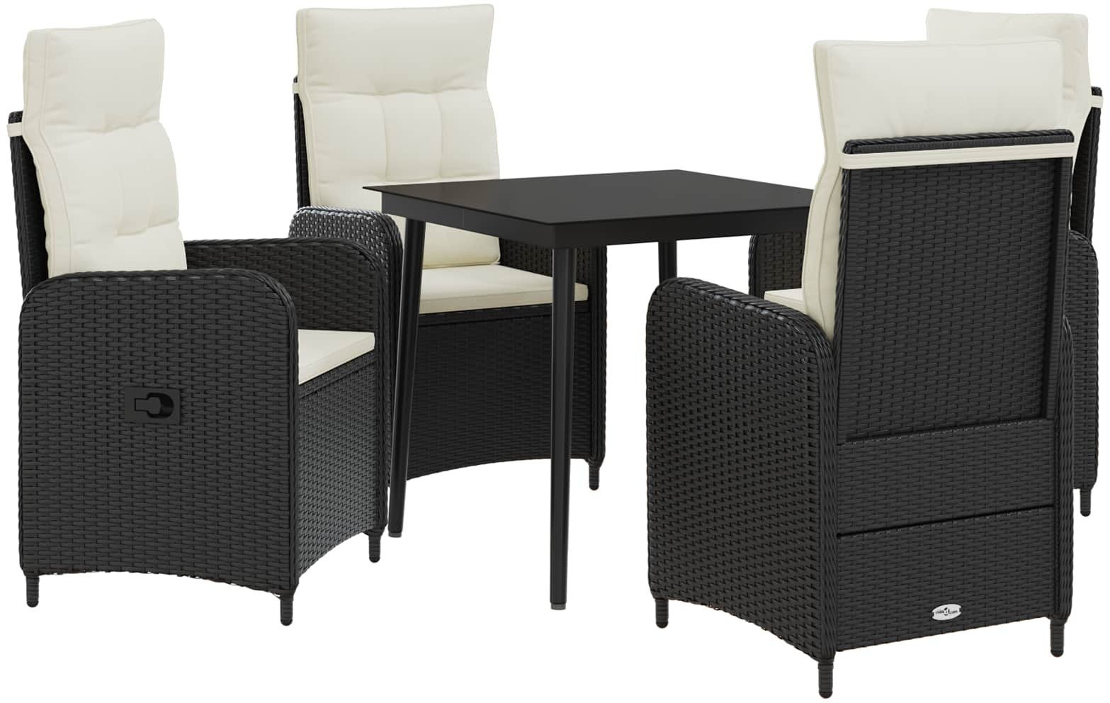 vidaXL Zestaw stolików kawowych 5 pcs Czarny i kremowo-biały 3422451