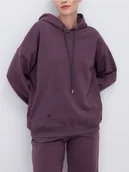 Bluzy damskie - Reserved - Bawełniana bluza z kapturem - ciemnofioletowy - miniaturka - grafika 1