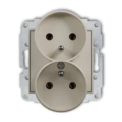 Gniazdka elektryczne - Karlik Gniazdo podwójne MINI - taupe - miniaturka - grafika 1