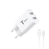 Ładowarki do telefonów - ŁAD SIEC T-PHOX POCKET SERIES 2xUSB TCC-224 12W + KABEL USB-C WHITE - miniaturka - grafika 1