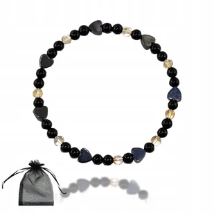 Bransoletka Ochronna Kamień Turmalin Cytryn Hematyt Serce bez zapięcia 17cm - Bransoletki - miniaturka - grafika 1