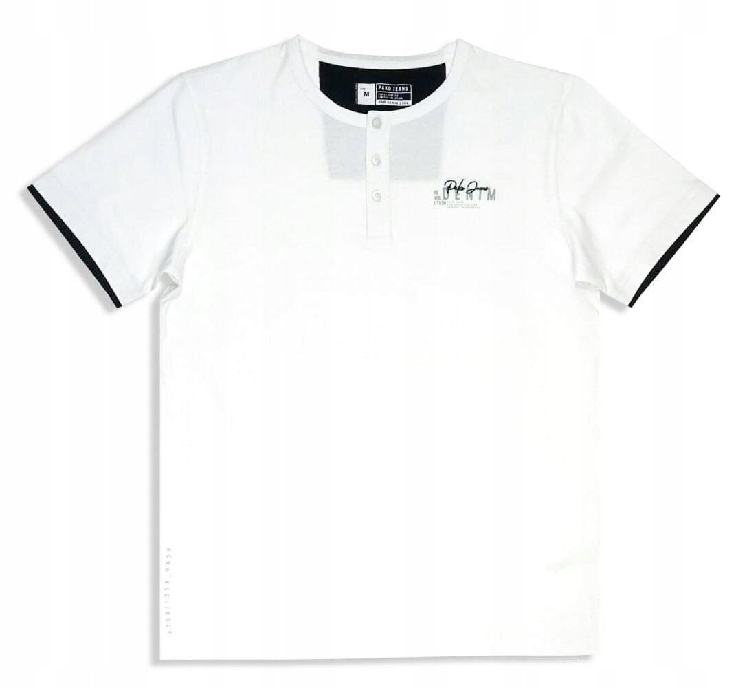 T-Shirt Męski Koszulka W Serek Time Biały Xxl