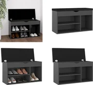 Szafki na buty - vidaXL Ławka na buty z poduszką szara 80x30x47 cm Materiał drewnopochodny - Stojak na buty - Półki na buty - Ławka na buty - Ławki na buty - miniaturka - grafika 1