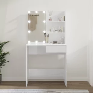 Lumarko Toaletka z oświetleniem LED, biała, połysk, 74,5x40x141 cm - Toaletki - miniaturka - grafika 3