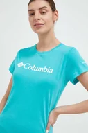 Koszulki sportowe damskie - Columbia t-shirt damski kolor turkusowy - miniaturka - grafika 1