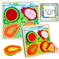 Tablice dla dzieci - Układanka Tablica 2w1 Drewniana Edukacyjna Owoce Pisak LEAN TOYS - miniaturka - grafika 1