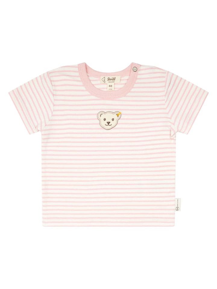 Steiff Koszulka w kolorze jasnoróżowo-kremowym