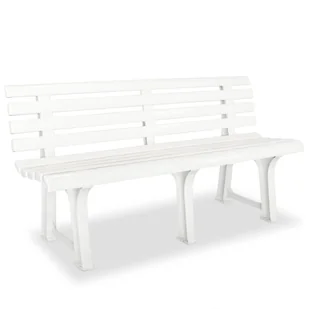 Ławka ogrodowa, 145,5 cm, plastik, biała - Ławki ogrodowe - miniaturka - grafika 1