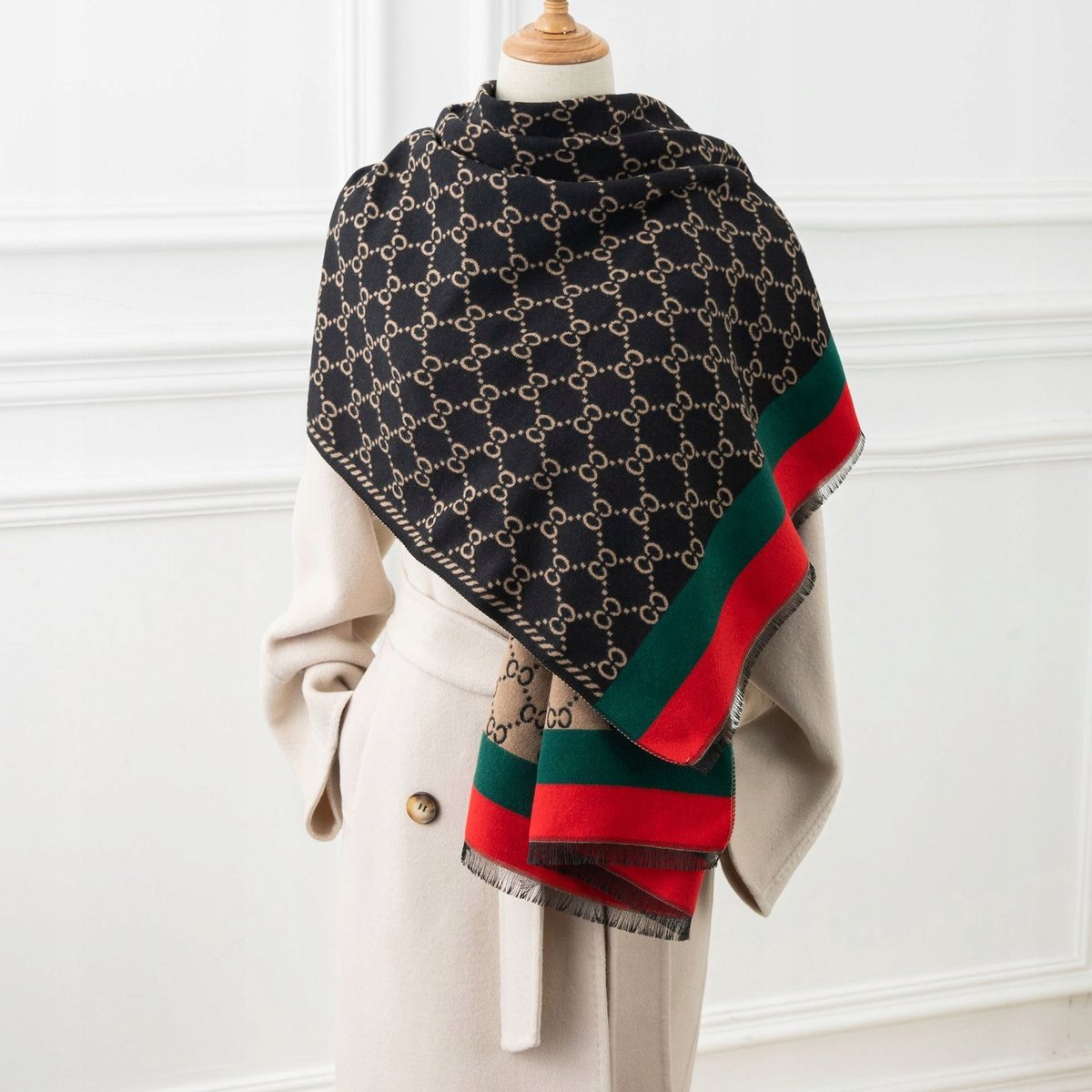 elegancki damski SZAL na zimę ciepły SZALIK szykowny 180x66