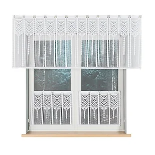 INARA Zazdrostka makramowa żakardowa gotowa, szerokość 60 x wysokość 50cm, kolor biały - Firany - miniaturka - grafika 1