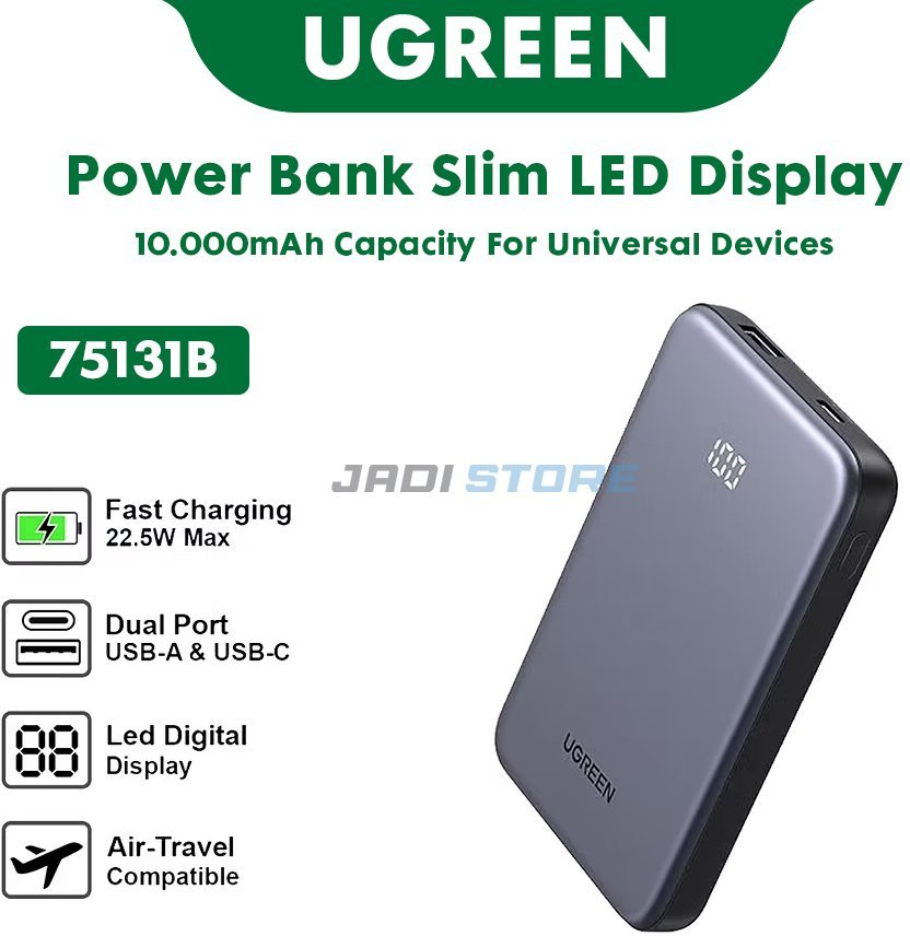 Powerbank 10000mAh UGREEN PB507 20W PD USB + USB-C szary