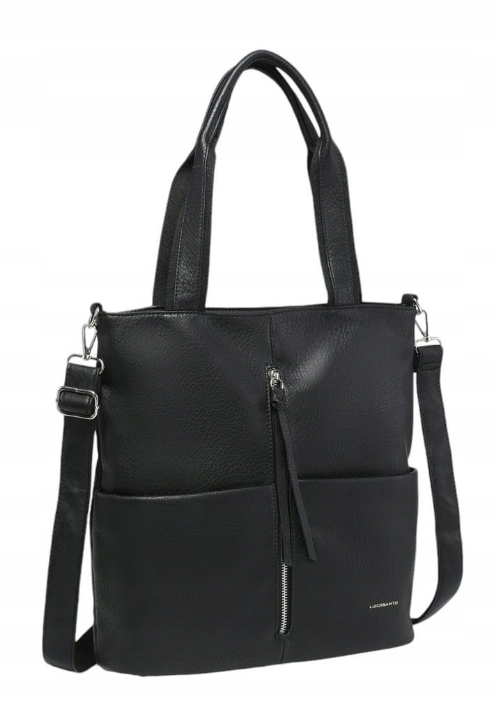 Stylowa Torebka Damska Shopper Czarna Format A4 LUIGISANTO V0427-4 Black