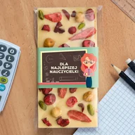 Czekolada - Czekolada dla Nauczyciela - ręcznie robiona tabliczka 'dla najlepszej Nauczycielki' [Rodzaj czekolady: Czekolada biała] - miniaturka - grafika 1