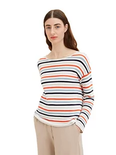TOM TAILOR Damski sweter 1036918, 32092 - Red Blue Knit Stripe, L - Swetry damskie - miniaturka - grafika 1