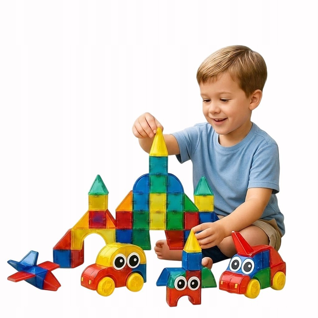 Klocki Magnetyczne 3D Duże Edukacyjny Zestaw Konstrukcyjny Dla Dzieci 52el