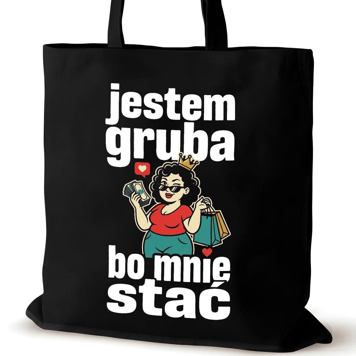 Torba bawełniana czarna dla VIRAL na ramię śmieszna walentynki pracy