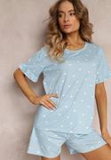 Piżamy damskie - Niebieski 2-częściowy Komplet Piżamowy w Serduszka Ronis - miniaturka - grafika 1